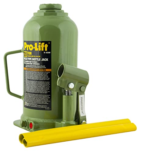 Pro-Lift Welded Bottle Jack 20 Ton - (40,000 Lbs) Capacity Hydraulic Lifting with Side Pump Two-Piece Handle