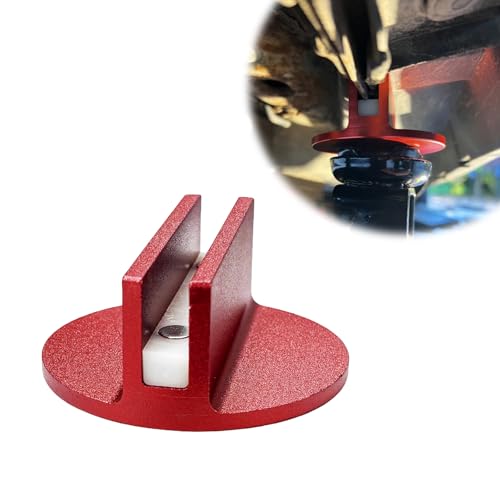 Universal Magnetic Jack Pad, 0.4" Slotted Aluminum Grooved Jacking Puck Pinch Weld Adapter, Heavy Duty Pinch Weld Frame Rail Protector for Sub-Frame Vehicle Floor Jack (Red) - color: Red