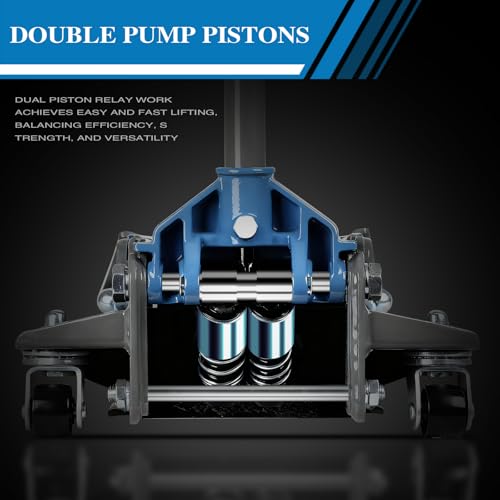 Larbanke 4-Ton Heavy Duty Double-Piston Hydraulic Floor Jack,Lift Range 3.93in-20.98in, Rapid Pump Double-Piston Hydraulic Car Jack,with Rubber Pads, Truck, and Lowered Cars - size: 533MM-4T