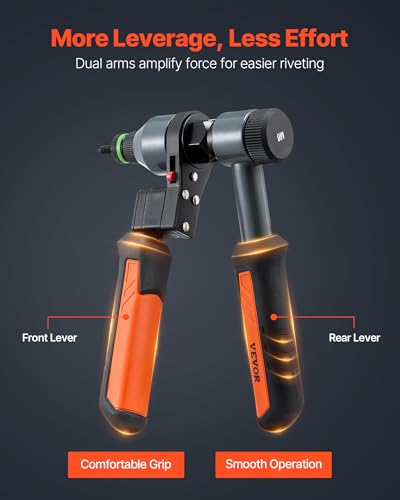 VEVOR Rivet Nut Tool Kit, 9-Inch Ratchet Rivnut Tool Kit, with 10 Mandrels and 100 Nuts, Metric and SAE Size M5, M6, M8, M10, M12, 8-32, 10-24, 1/4-20, 5/16-18, 3/8-16 UNC, with a Rugged Carrying Case - size: 9"-RATCHET, style: RIVET NUT TOOL