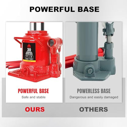 Jack Boss Bottle Jack 20 Ton (40,000 LBs) Hydraulic Car Jack, Fit for Auto Truck Repair and House Lift, AS92007A-JB - size: 20T