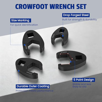 Lichamp 3/8" Drive Crows Foot Wrench Set, 24-Piece Flare Nut Crowfoot Wrench Set with Adapter & 2 Extension Bars