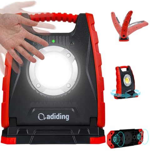 Adiding 4400mAh Rechargeable LED Work Light, Portable Underhood Work Lights | Magnetic Light with Sensor & 360° Rotation Base, Rechargeable Mechanic Light for Car Repairing,Inspection,Emergence,Camping - color: Red