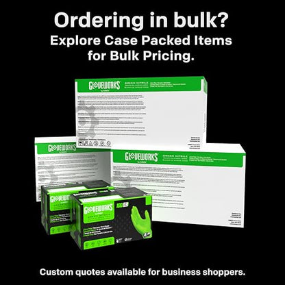 GLOVEWORKS HD Green Gloves, 8 Mil Nitrile Disposable Heavy Duty Raised Diamond Grip Mechanic Glove, Bulk Purchasing Options - size: X-Large, style: 10 Boxes of 100