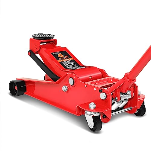 DNA Motoring Low Profile Hydraulic Trolley Service/Floor Jack, 4 Ton (8000 lbs) Capacity, Lifting Range 4.5"-20",Red,TOOLS-00307 - color: Red, style: 4 ton