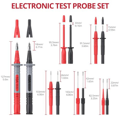 BTNTA 30PCS Silicone Multimeter Test Leads Kit CAT III 1000V 20A | Replaceable Probes, Alligator Clips, Test Hooks, Tweezers, 4mm Banana Plug for Automotive Home Industrial Electrical Testing - style: 30PCS