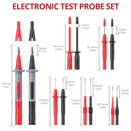 BTNTA 30PCS Silicone Multimeter Test Leads Kit CAT III 1000V 20A | Replaceable Probes, Alligator Clips, Test Hooks, Tweezers, 4mm Banana Plug for Automotive Home Industrial Electrical Testing - style: 30PCS