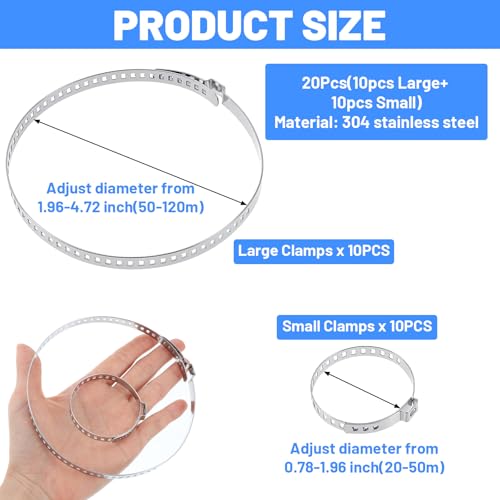Axle Boot Clamp Tool, with 20 PCS 304 Stainless Steel Single Ear Hose Clamp, Drive Shaft CV Axle Boot Clamps Removal and Installation Tool (10pcs Small+ 10pcs Large)