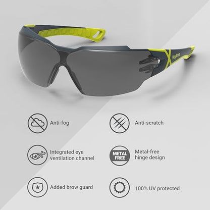 HexArmor MX300 Safety Glasses | Anti-Fog | ANSI Z87+ | 100% UV Protected - color: Grey 14%