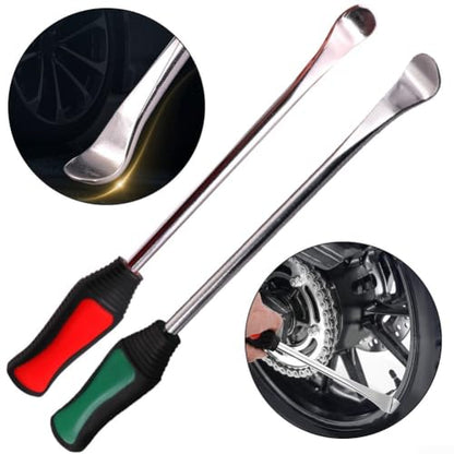 Tire Changing Lever Tool Set with Rim Protector for Auto Motorcycle - Steel Tire Iron Spoon Kit Red Green(Green) - color: Green