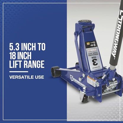 Strongway Professional Service Floor Jack, 3-Ton Capacity | Controlled lifting and positioning, Professional garage use, Stable service support, Durable steel construction - style: Normal
