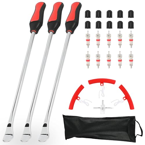 Tire Spoon Levers Dirt Bike Tire Scooter Iron Changing Removal Repair Tool Kit for Motorcycles ATV UTV Lawn Mower with 3 Rim Protectors