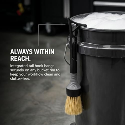 Boars Hair Detailing Brush, 3 in 1 Patent Pending in House Design from Proper. Detail Automotive Interior or Exterior, get Professional Results with Proper Detail Brushes Car Detailing - color: Black - Boars Hair
