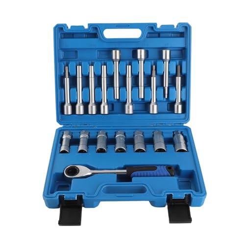 18pcs Shock Absorber Strut Nut Removal Socket Kit, Professional Universal Car Repair Tool, CR - V Steel Strut Disassembly Set with PVC Grip, for Sedan SUV Truck Suspension Maintena