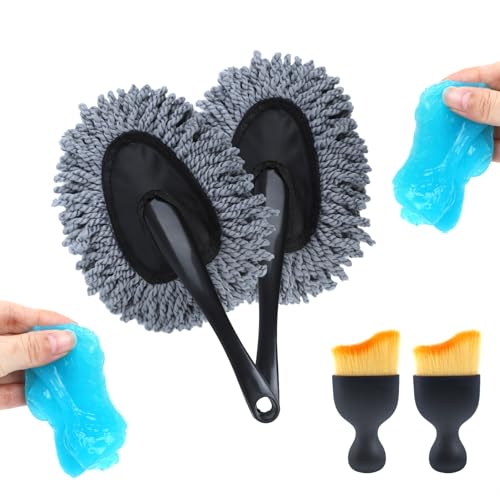 IPELY 6 Pack Car Cleaning Supplies – Car Duster Interior & Brush Interior & Cleaning Gel, Car Detailing Cleaning Kit for Cars, Trucks, SUVs & RVs - size: Interior Duster (2 Pack)