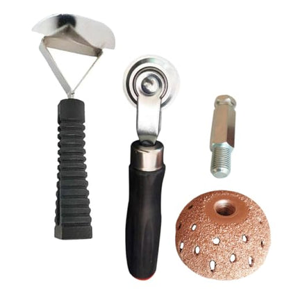 1set Heavy Duty Tire Patch Kit with Bowl-Shaped Grinding Head and Pressure Roller Compact Tire Repair Tool for Cars Bicycles and Motorcycles Plastic and Metal Construction