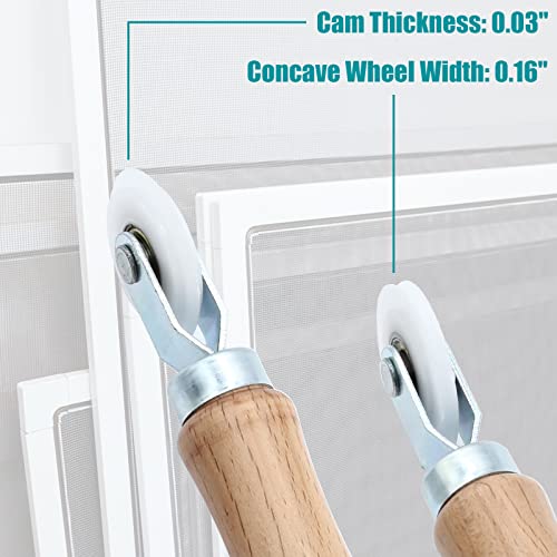 3 Pcs Window Door Screen Repair Kit | Screen Spline Roller Tool, Wooden Handle, Nylon Bearing Wheels, Removal Hook