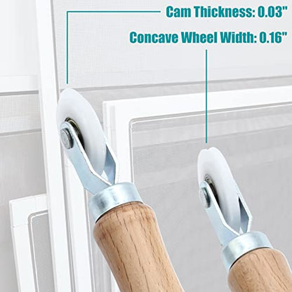 3 Pcs Window Door Screen Repair Kit | Screen Spline Roller Tool, Wooden Handle, Nylon Bearing Wheels, Removal Hook