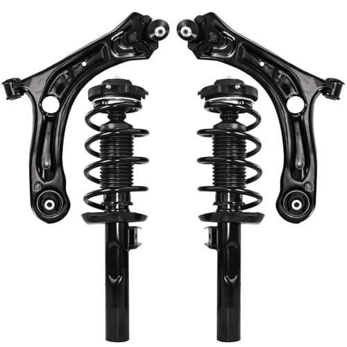 Detroit Axle - 4pc Front Struts Kit for 2012-2019 Volkswagen Beetle, 2013 2014 2015 2016 2017 2018 Passenger and Driver Side 2 Struts with Coil Springs 2 Lower Control Arms w/Ball Joints Replacement - size: 4CQ472523/Big Kit