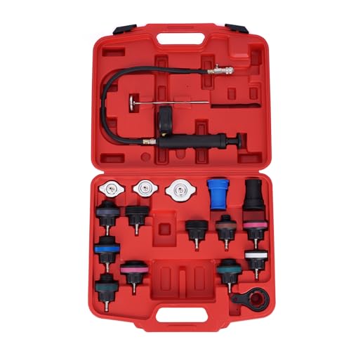 MOCA 18 Pcs Universal Radiator Pressure Tester Kit, Cooling System Pressure Tester Kit for Detecting Leaks in Vehicle/Motorcycle Radiators and Reservoirs with Color-Coded Test Caps - size: 18 PCS