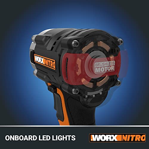WORX Cordless Impact Wrench 20V 1/2" Brushless, WX272L | 3-Speed Control; 1/2-Inch Anvil; 2.0Ah Battery & 2.0Ah Charger Included; PowerShare - style: 20V Cordless Brushless Impact Wrench(Battery Pack & Charger)