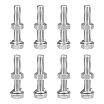 uxcell M8 x 45mm Hex Head Screws Bolts, Nuts, Flat & Lock Washers Kits, 304 Stainless Steel Fully Thread Hexagon Bolts 8 Sets - size: M8 x 45mm