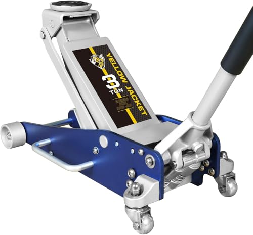 YELLOW JACKET Floor Jack 3 Ton Hydraulic Low Profile Aluminum and Steel Racing Car Jack with Fast Lifting Dual Pump for SUV,Truck, MVP,6600 lbs Capacity - color: Blue, size: 3T low profile dual pump
