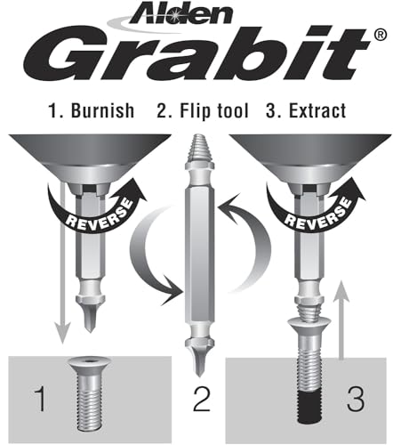 Alden 8440P Pro Grabit Broken Bolt and Damaged Screw Extractor 4 Piece Kit - Made in the USA
