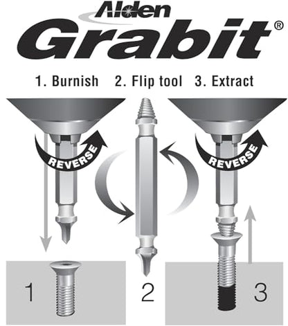 Alden 8440P Pro Grabit Broken Bolt and Damaged Screw Extractor 4 Piece Kit - Made in the USA