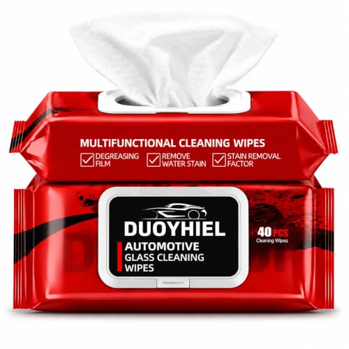 Car Glass Cleaning Wipes, 40 PCS Automotive Windshield Oil Film Remover Wipes for Car Windows, Mirrors & Windshield, Disposable Auto Glass Cleaner Wipes for Haze, Smudges, Water Spots, Dirt & Residue