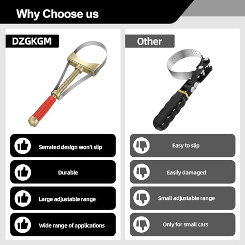 Heavy Oil Filter Wrenches, Strap Wrench, Adjustable Oil Filter Wrench Removal Tool for Trucks Excavators -Adjustable Strap 9-15 cm Diameter