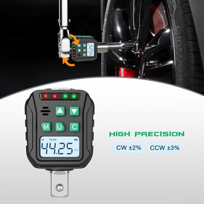 1/2-Inch Digital Torque Adapter, 2.21-44.25 Ft.lb/3-60 N.m, Electronic Torque Wrench Converter with ±2% Accuracy, Preset Function, Data Storage, 3/8” & 1/4” Adapter for Bike, Motorcycle, Car - size: 2.2-44.3 Ft-lb/3-60 Nm