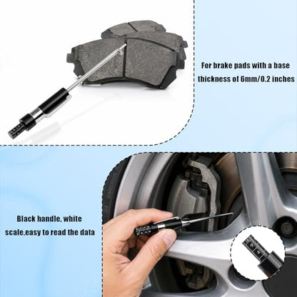 Brake Pad Thickness Gauge Measure Tool - Car Brake Pad Thickness Gauge with Scale, Tire Tread Depth Gauges, 1.5mm Thickness Auto Shoe Tester Detection Pen for Car Truck SUV Motorcycle