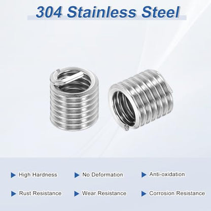 PATIKIL Wire Thread Inserts 1/4-20 UNC 2D 12.8mm, 20Pcs 304 Stainless Steel Helical Coiled Wire Screw Threaded Sleeve Sheath for Mechanical Equipment Automotive Repairs - size: 1/4-20 UNC, 12.8mm