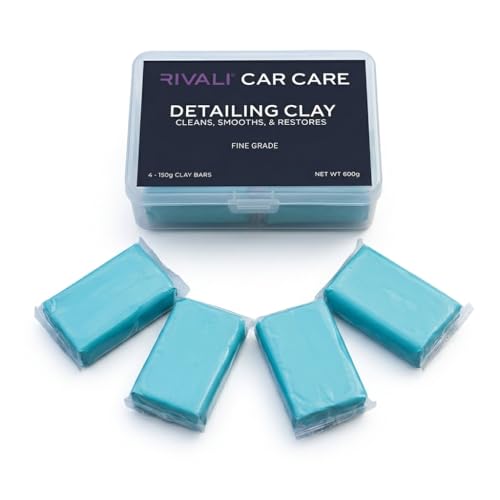 Rivali CAR Care Fine Grade Clay Bar Kit, Green, 4 x 150g Bars, 600g Total, for Light Contamination, Maintenance, Paint, Glass, and More.