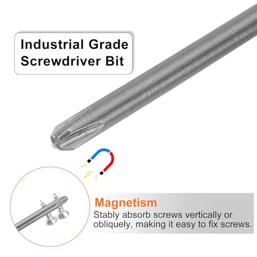 HARFINGTON 5pcs #2 Phillips Screwdriver Bit PH2 1/4" Hex Shank 3" (75mm) Long Magnetic S2 Steel Industrial Grade Screw Driver Bit Cross Head Electric Drill Bits 0.138" (3.5mm) Rod - size: PH2 x 75mm x 3.5mm