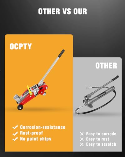 OCPTY Low Profile Floor Jack 2 Ton (4400 lbs), Heavy Duty Iron Hydraulic Racing Floor Jack, Hydraulic Car Jack, Single Piston Quick Lift Pump, 4.92"-11.81" Height Lifting Range (red)