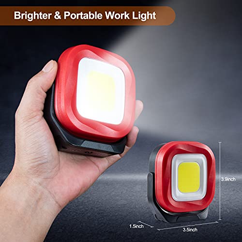 Magnetic Work Light, 42 LEDs 1000 Lumens Rechargeable Portable Magnetic Flashlight Inspection Light for Car Repair, Camping, Emergency & Job Site Lighting (2 PCS) - color: Black