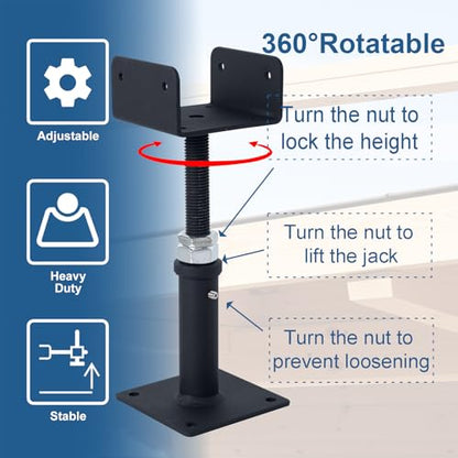 4 Pack U-Shaped Floor Jack, Heavy Duty Adjustable Steel Telepost with U-Head for 4x2, 4x4, 4x6 Joists, 6-9 Inch Adjustment Range, Screw Jack Post for Beam Support & Leveling - size: 6-9