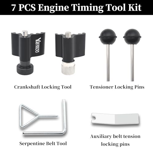Diesel Engine Camshaft Crankshaft Alignment Locking Timing Tool Kit, Compatible with VW Audi SEAT Skoda 1.9L 2.0L TDI PD DOHC Engine, 7PCS Set