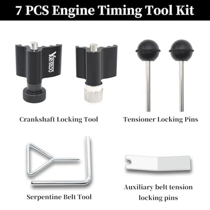 Diesel Engine Camshaft Crankshaft Alignment Locking Timing Tool Kit, Compatible with VW Audi SEAT Skoda 1.9L 2.0L TDI PD DOHC Engine, 7PCS Set