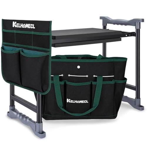 Garden Kneeler and Seat - Extra Wide Thick EVA Pad, Heavy Duty Foldable Garden Bench Holds 350lbs, 2-in-1 Gardening Stool with Detachable Tool Bags, Gardening Gifts for Women, Men & Seniors - color: Black & Green