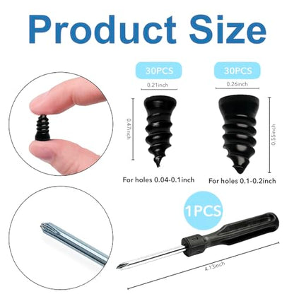 61 PCS Tire Repair Screws, Professional Tire Plugs Screw Type with a Screwdriver, Tire Repair Screws, Self-Service Screw in Tire Repair Plugs, Tire Plug Kit for Car, Motocycle, Truck, Tractor