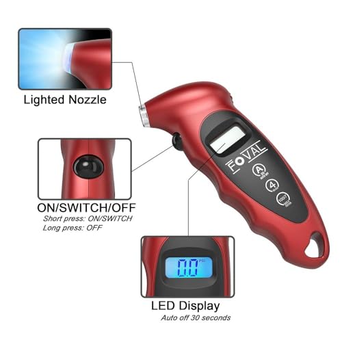 Foval Digital Tire Pressure Gauge 150 PSI for Car Truck Pickup Bicycle Instant Read with Backlit LCD and Non-Slip Grip for Father’s Day (2)