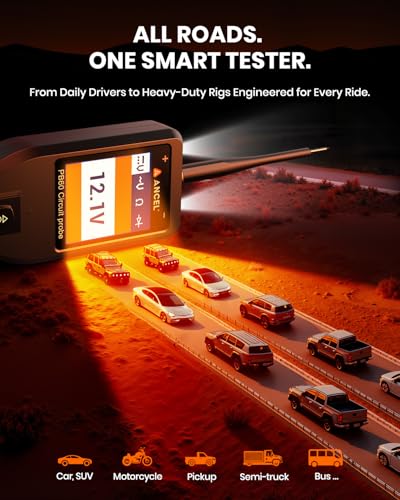 ANCEL PB60 Automotive Power Circuit Probe Tester 12-24V, All-in-One Electrical Diagnostic Tool with Component Activation, Short Finder, Digital Multimeter Ohmmeter Functions for Cars Trucks RVs ﻿ - color: Orange-Black