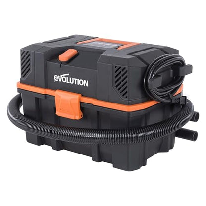Evolution R15VAC 4-Gallon Wet Dry Shop Vac with Accessories | Heavy-Duty Vacuum & Blower | 70 CFM Airflow | Bagless Shop Vacuum for Jobsite Garage & Workshop | On-Board Storage | Compact & Portable