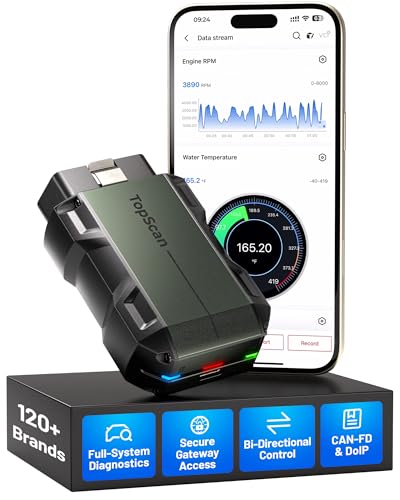 TOPDON Topscan Master OBD2 Scanner Bluetooth, 2026 Wireless Bidirectional Scan Tool, All System Diagnostic Tool for iOS & Android, 30+ Resets, FCA AutoAuth, CAN-FD/DoIP, Upgraded Version of TopScan