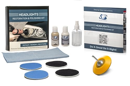 Glass Polish DIY Headlights Restoration and Polishing Kit – Permanent Headlight & Tail-Light Restoration, Restores As-New Condition and Guards Against Future Damage - GP31016