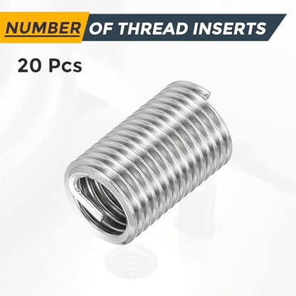 HARFINGTON 20pcs Wire Thread Repair Inserts M10 x 1.5 x 3D (30mm) Metric 304H Stainless Steel Helical Coiled Wire Screw Threaded Sleeve Sheath for Automotive Repairs - size: M10 x 1.5 x 3D