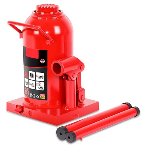 Auto Dynasty 25 Ton Hydraulic Bottle Jack, Automotive Welded Bottle Jack for Car, Pickup Truck, RV, Auto Repair, 10" to 18" Lifting Range (Red) - color: Red, size: 25 Ton